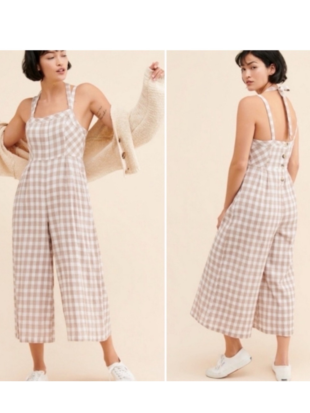 Free People Zuzu Seersucker Jumpsuit